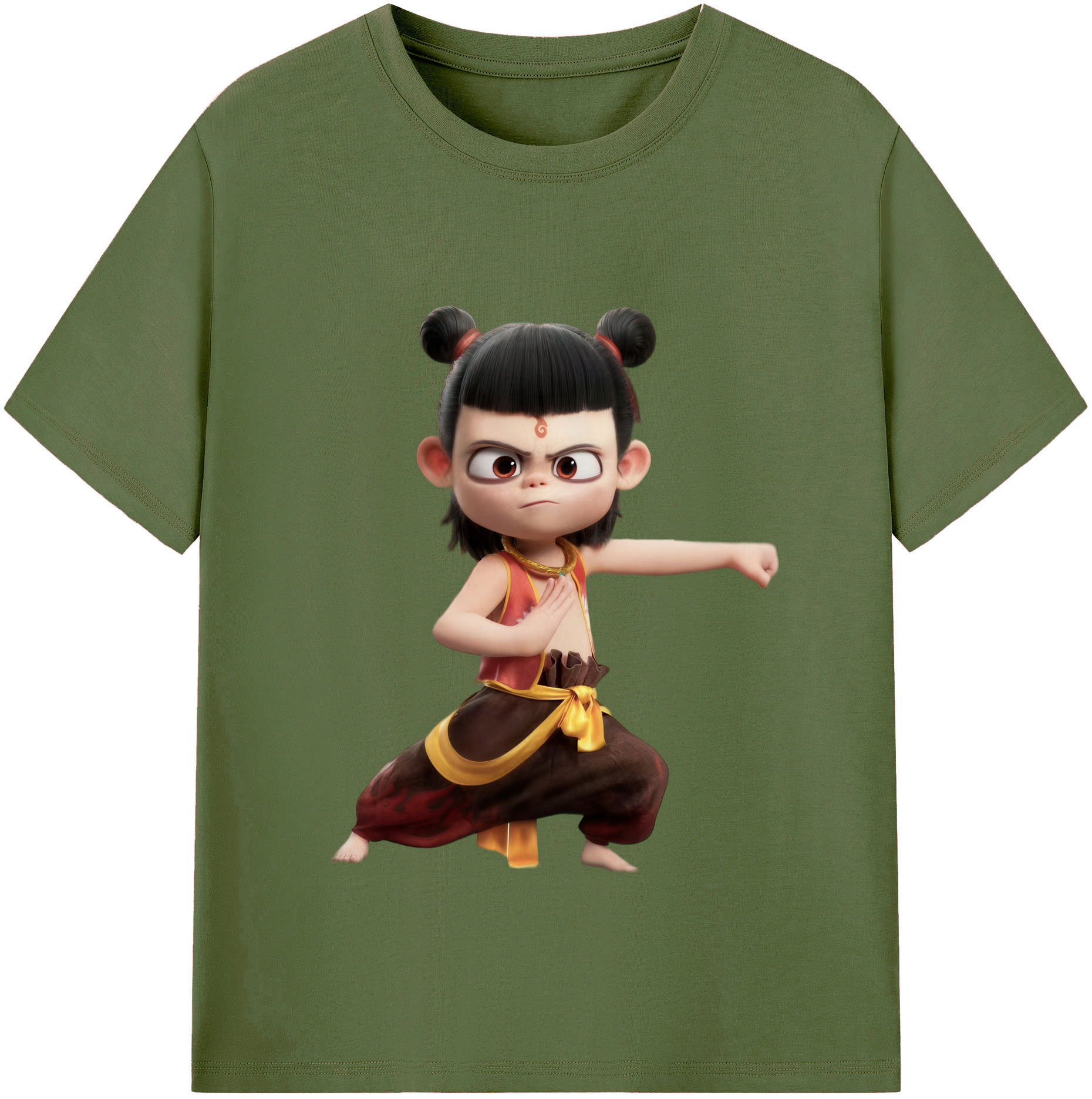 （画像用） Ne Zha 2 ナタ 魔童の大暴れ 綿100％半袖Tシャツ（フロントプリント）